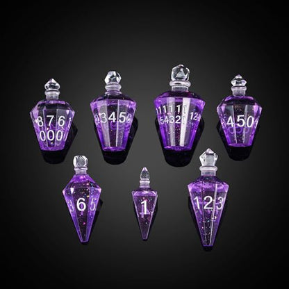7PCS Potion DND Dice Set,Transparent Sharp Edge Die Set D&D RPG Polyhedral Die,for Dungeons & Dragons, Pathfinder, and TTRPG Roleplaying Games.(Purple) - color: Purple