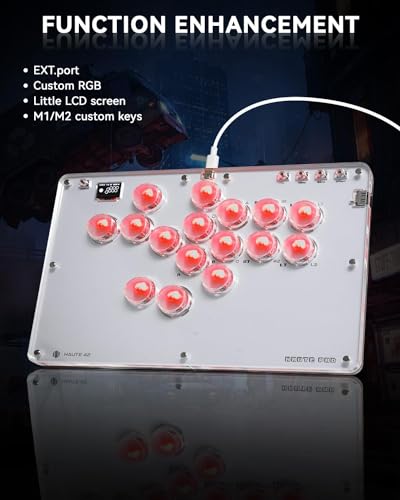 Sehawei Haute42 Arcade Stick 16Keys All-Button Gamerfinger with Turbo Functions & Custom RGB,Arcade Controller Street Fight for PC/Ps3/Ps4/Switch/Steam Game Keyboard-Supports Hot Swap & SOCD - color: T16 White