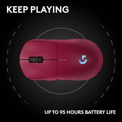 Logitech G PRO 2 Lightspeed Ambidextrous Wireless Gaming Mouse - Magenta | Symmetrical design, <4 customizable magnetic side buttons, USB-C charging, PowerPlay Wireless Charging Supported, For PC/Mac - color: Magenta