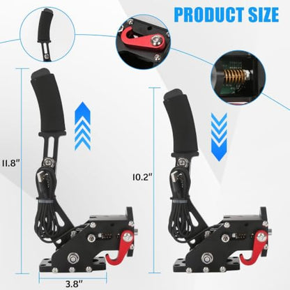 RYLNOK 64bit PC USB Handbrake Upgrade Sim Racing Gamges Handbrake For Logitech G25 G27 G29 G920 T500 T300 2m Nylon Wire Reinforced Spring Black And Clamp Simulate [windows] - color: Black
