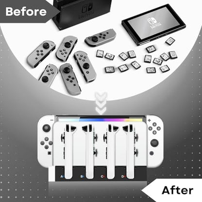 TNP Joy-Con Charging Dock for Nintendo Switch Controllers, 4-Port, Green | Switch Controller Charger and Organizer with 28 Game-Card Slots, Led Charge Indicators, Oled Dock Fit, and Extra Usb Port
