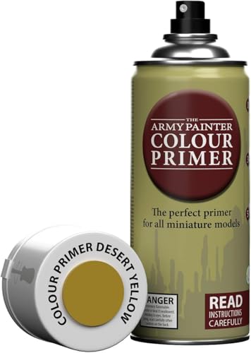 The Army Painter, Colour Primer Desert Yellow, 400 ml spray acrilico | Primer giallo deserto per dipingere miniature Warhammer e Dungeons and Dragons - color: Desert Yellow