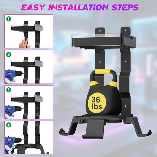 Wall Mount for Xbox Series X/S-Wall Mount Kit with 2 Controller Holder | Xbox series X/S Wall Mounted Bracket with1 Headset Stand & RGB Light, Safely Organize Your Xbox X/S Series Accessories - color: Grey