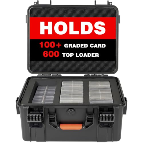 Graded Card Case, Waterproof Trading Card Storage Box for Card Slab | Graded Card Carrying Case Storage Box for 100+ Sports Trading Cards with 6 EVA Foam - size: XL (holds 100+ Graded Cards-waterproof)