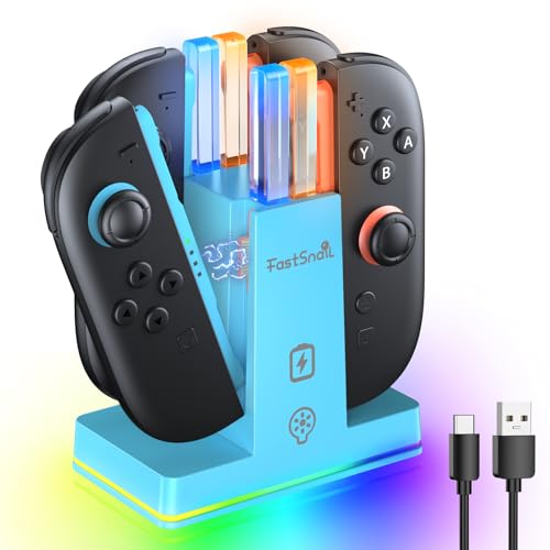 FASTSNAIL Charging Dock for Nintendo Switch 2(2025) for Joy-Con 2, Dual-Direction Magnetic Fast Controller Charger Station with 9 RGB Light & Charging Cable for Joycon 2 Stand Accessories - color: Blue, size: 7.9 inch