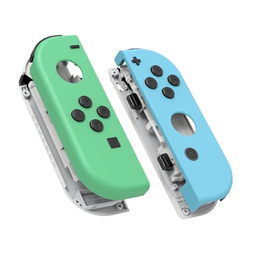 eXtremeRate DIY Replacement Shell Buttons for Nintendo Switch & Switch OLED, Mint Green & Heaven Blue Custom Housing Case with Full Set Button for Joycon Controller [Only the Shell, NOT the Joycon] - color: Mint Green & Heaven Blue