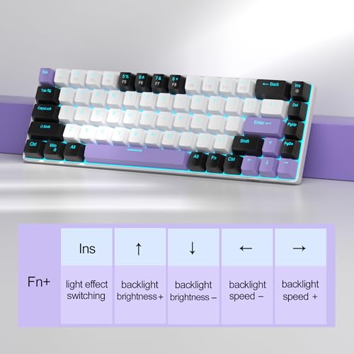 MageGee Portable 60% Mechanical Gaming Keyboard, MK-Box LED Backlit Compact 68 Keys Mini Wired Office Keyboard with Red Switch for Windows Laptop PC Mac - White/Purple - color: Purple/Red Switch