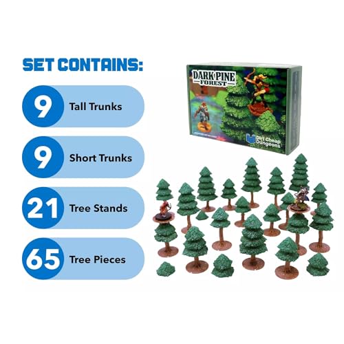 Dirt Cheap Dungeons - Dark Pine Forest Terrain Kit | Modular & Customizable | Injection-Molded for Superior Durability | TTRPG Accessories for D&D, Daggerheart, & Tabletop Gaming