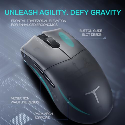 Thunderobot ML903 4K Souris Gamer Sans Fil avec Station de Charge RGB, Capteur Optique de 26 000 DPI,PAW3395,Longue Durée de Vie de la Batterie, Souris Ergonomique Sans Fil Pour PC, Mac - color: Black