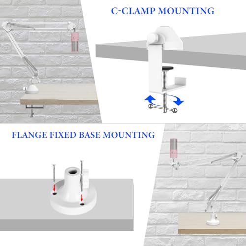 GEEKRIA for Creators Microphone Arm Compatible with Razer Seiren V3 Chroma, V3 Mini, X Mic Boom Arm with Tabletop Flange Mount, Suspension Stand, Desk Mount Holder (White)