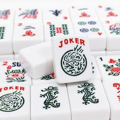 American Mahjong Tile Set, 166 Tiles & Carrying Bag & 3 Dices, White | 1.2-Inch Engraved Tiles, Melamine, Durable, Portable Mah jongg Set for Travel, Family Game Nights, and Gifting - color: White