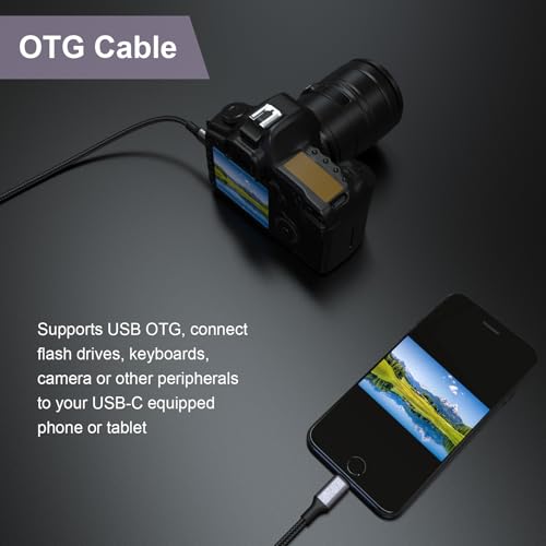 Replacement USB-C to Mini USB Charging Data Transfer Cable Cord Compatible with Canon EOS Rebel T5i T6 T6i T7i, PowerShot ELPH/Rebel/EOS Cameras , PS3 Controller, Dash Cam, for GoPro Hero 3+ 3.3FT