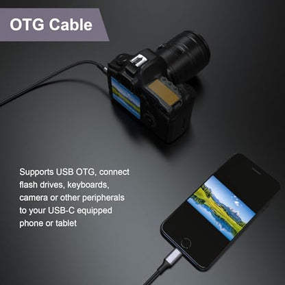 Replacement USB-C to Mini USB Charging Data Transfer Cable Cord Compatible with Canon EOS Rebel T5i T6 T6i T7i, PowerShot ELPH/Rebel/EOS Cameras , PS3 Controller, Dash Cam, for GoPro Hero 3+ 3.3FT