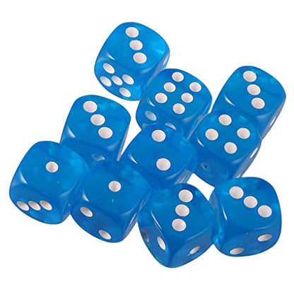 10PCS Polyhedral Dice - D6 Acrylic Dice, 16mm, Transparent Blue for RPG, MTG, DND, Table Games - color: Transparent Blue