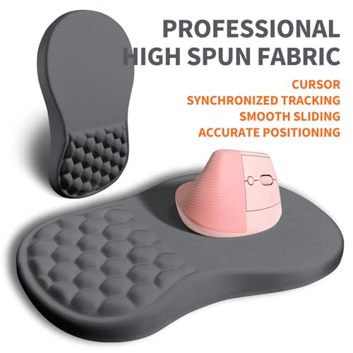 Ergonomic Joint Wrist Support Mouse Pad with Memory Foam Cushion Massage Bump, Carpal Tunnel Pain Relief Mousepad Slope Design for Wrist Rest, 11.8x7.9 in, DimGray - color: DimGray