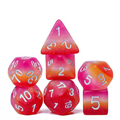 Lesbian-Pride DND Dice Set Matte Flag D&D Dice for RPG Board Games | Homosexual Flag, Leather Storage Bag, for Dungeons and Dragons Role Playing Games - color: Flag-lesbian-pride(matte)