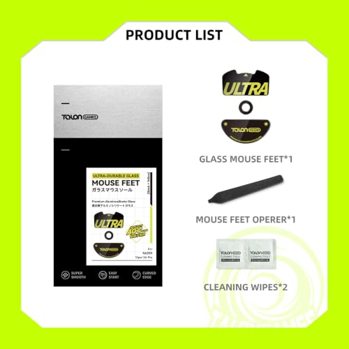 TALONGAMES Curved Edges Ultra Strong Glass Mouse Skates Feet Compatible with Razer Viper V4 Pro Gaming Mouse Feet Replacement,Super Smooth Glide Fast and Durable Sole - color: For Viper V4 Pro