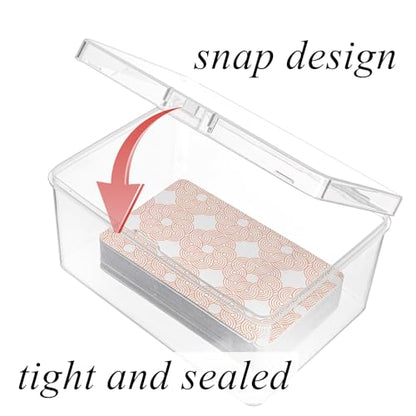 Tebery 20 Pcs Plastic Playing Card Cases Clear, Waterproof Card Deck Box for Game, Sturdy Trading Card Holder, Portable Card Game Storage Container for Party, Travel, Outdoors, Snap Closed