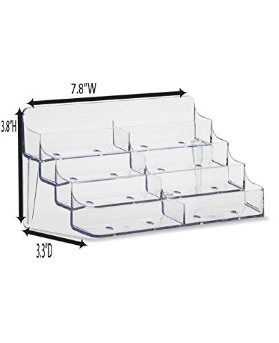 8 Pocket Desktop Clear Acrylic Business Card Holder - size: 1 Pack