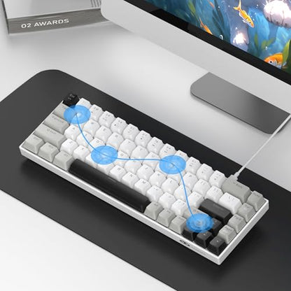 MageGee Portable 60% Mechanical Gaming Keyboard, MK-Box LED White Backlit Compact 68 Keys Mini Wired Office Keyboard with Red Switch for Windows Laptop PC Mac - Grey - color: White Grey/Red Switch