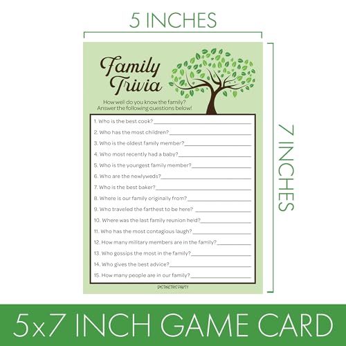 Family Reunion Games Set, 4 Interactive Group Activities, 20 Guests | Family Trivia, Most Likely To, Family Feud & Find the Family Member, 5x7 in Cards