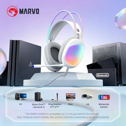 Headset with Mic, RGB Wired Gaming Headset with Surround Sound, Noise Canceling Gaming Headphones for PC, PS5/PS4, Laptop, Mac, Nintendo- HG8959
