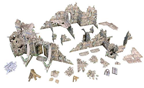 Battle Systems – Modular Fantasy Scenery – Perfect for Roleplaying and Wargames - Multi Level Tabletop Terrain for 28mm Miniatures – Colour Printed Model Diorama – DND Warhammer (Ruined Monastery) - style: Ruined Monastery