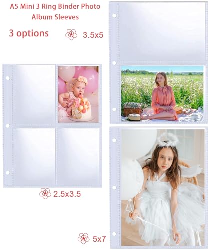 40 Pack 320 Pockets 2.5x3.5” Photocard Sleeves for A5 Mini 3 Ring Binder, Ultra-Clear K-pop Card Sleeves, Double-Sided 4 Pocket Photo Pages, Top Loading Photo Sheet Protector for Photos, Trading Cards - color: 2.5x3.5"