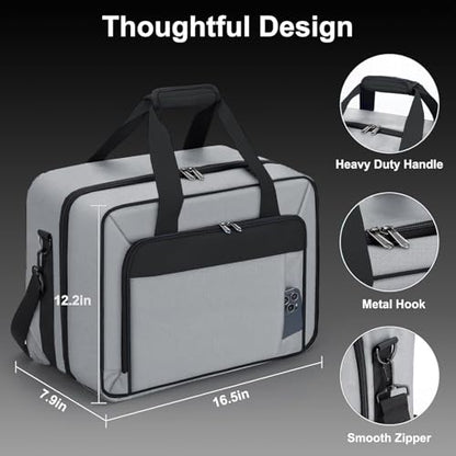 GDNasist Carrying Case Compatible with PS5/PS5 Pro/PS5 Slim, Grey | Travel Thickened Protective Bag Compatible with Playstation 5 Console, Headset, PS5 Controller, Game Discs and Accessories - color: Grey