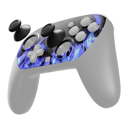 eXtremeRate DIY Replacement Faceplate Shell for Nintendo Switch 2 Pro Controller, Custom Front Housing Case, Thumbsticks and Screwdriver Tools for Switch 2 Pro Controller - Blue Flame - color: Blue Flame