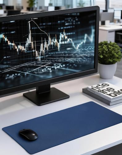 ALOANES Non-Slip Extended Mouse Pad Office&Home Desk Mat Stitched Edge | Dark Blue Waterproof Jacquard Mousepad for Keyboard, Computer Game 35.43"x15.74"x0.12" - color: Dark Blue, size: 35.4L x 15.7W inches