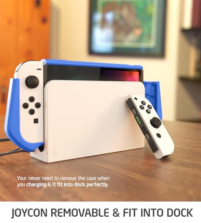 Mumba Dockable Case for Nintendo Switch OLED 2021, [Blade Series] TPU Grip Protective Cover Accessories Compatible with Nintendo Switch OLED 7 Inch and Joy-Con Controller (Navy) - color: Navy