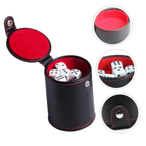 PU Leather Dice Shaker Cup with Quiet Felt Lining Double-Layer Dice Storage Compartment Lightweight Portable for Table and Board Games