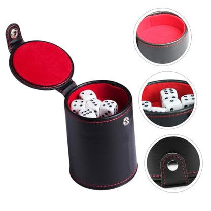 PU Leather Dice Shaker Cup with Quiet Felt Lining Double-Layer Dice Storage Compartment Lightweight Portable for Table and Board Games