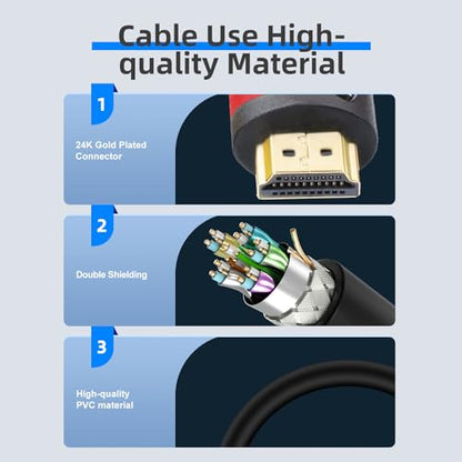 Postta HDMI 케이블(15.2m(50피트) 레드) HDMI 2.0V 4K 2160P, 1080P, 3D, 오디오 리턴 및 이더넷 지원 - 1팩 - color: 레드, size: 50FT