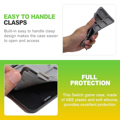 24 Slot Game Card Case Holder Portable Cartridge Storage Box with Micro SD Card Organizer Travel Hard Shell Protective Case Black