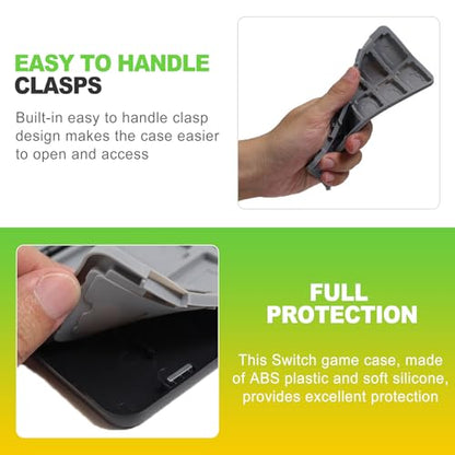 24 Slot Game Card Case Holder Portable Cartridge Storage Box with Micro SD Card Organizer Travel Hard Shell Protective Case Black