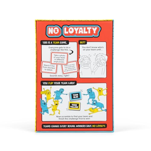 Exploding Kittens No Loyalty, 4-20 Players, Age 7+ Large Group Game | Win challenges, switch teams, betray your way to victory in a chaotic large-group game for up to 20 players. 100 Challenges