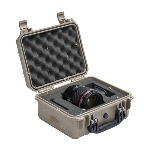 MEIJIA All Weather IP67 Waterproof Hard Camera Case,Hard Protective Case,Hard Case with Customizable Foam,Fit Use of Drones,Camera,Equipments,Pistols(Desert Tan,13.35 x11.63x5.98inches) - color: Desert Tan, size: 13.35 x11.63x5.98inches