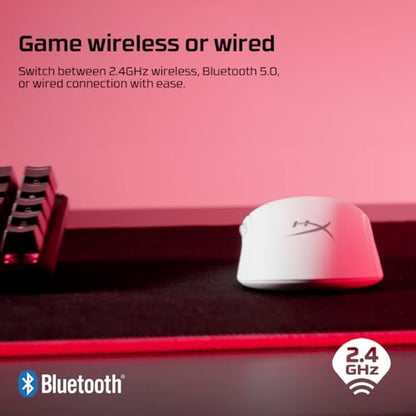 HyperX Pulsefire Haste 2 – Wireless Gaming Mouse- Ultra Lightweight, 61g, 100 Hour Battery Life, Dual Wireless Connectivity, Precision Sensor - White - color: White, size: Wireless, style: Pulsefire Haste 2