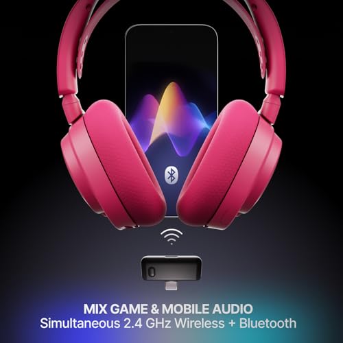 SteelSeries Arctis Nova 7 Wireless Gen 2 Gaming Headset - Real-Time App Control, 50+ HR Play, Neodymium Drivers, Mix 2.4GHz/Bluetooth, PC, PS5, PS4, Switch 1/2, Mobile - Magenta - color: Magenta, style: PC | PlayStation