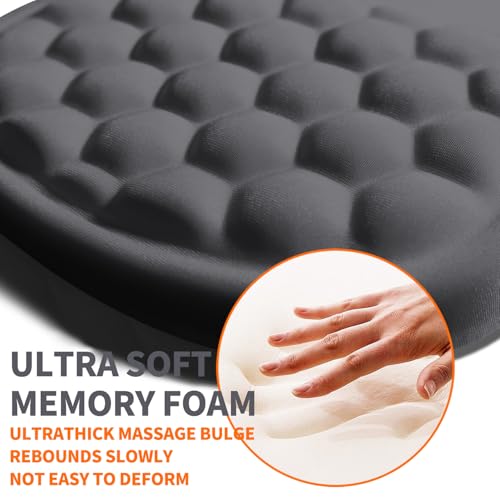 Ergonomic Joint Wrist Support Mouse Pad with Memory Foam Cushion Massage Bump, Carpal Tunnel Pain Relief Mousepad Slope Design for Wrist Rest, 11.8x7.9 in, DimGray - color: DimGray