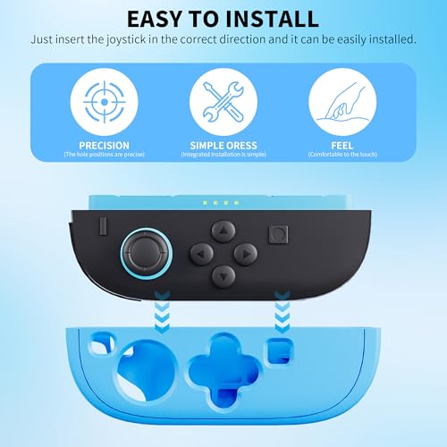 GLDRAM Soft Silicone Case for Nintendo Switch 2 Joycon - Protective Cover with Anti-Slip Grip & Thumb Grips - Shock-Absorbing Skin for Left & Right Controllers (Blue) - color: Blue