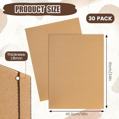 Feifeiya 30 Pack Corrugated Cardboard Sheets 24 x 18 Inch Large Flat Cardboard Sheets Packaging Inserts Flat Square Inserts for Shipping Packing Mailing Crafts - size: 18 x 24 Inch
