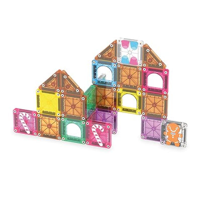 MAGNA-TILES microMAGS 24-Piece Gingerbread House Travel Set, The Original Magnetic Building Brand - style: Gingerbread