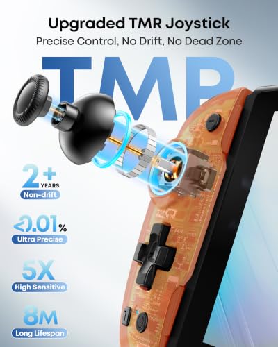 OIVO VGA DESIGN Switch Controller Handheld for 1/2/OLED, Ergonomic Grip Stretch Joypad for SW Console, Wireless Controller with TMR Joysticks, RGB Lighting, Turbo, 4 Macros & Card Slot - color: Orange & Blue