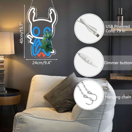 Knight Neon Sign LED Wall Light for Gaming Room Decor USB Powered Bedroom Desk Neon Lamp Gift for Teen Boys Girls Gamers