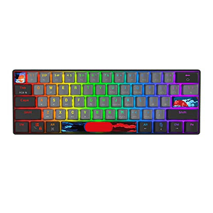 Protable 60% Percent Gaming Keyboard Mechanical, Mini Compact RGB Backlit 61 Keys Wired Office Keyboard with Red Switch for Mac/Win (Dolch/red Switch) - color: Dolch/red Switch