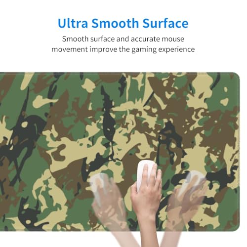 Gaming Mouse Pad, Large Green Camouflage Mousepad Laptop, Extended Camo Mouse Mat, Long XL Waterproof Keyboard Pads, Big Non-Slip Mousepads for Game Office Home, 31.5 x 11.8 in - color: Green Camouflage