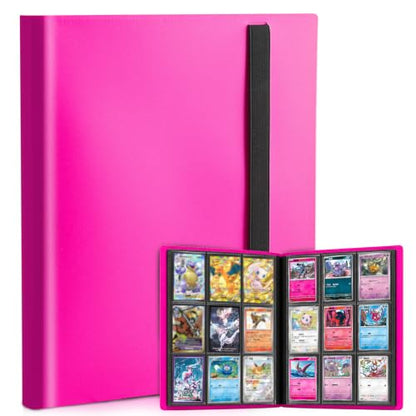 Trading Card Binder, 9 Pocket 20 Pages 360 Cards, Suitable for MTG, TCG(Rose Red) - color: Rose Red